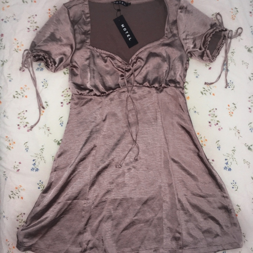 Motel Satin Mini babydoll Peasant milkmaid